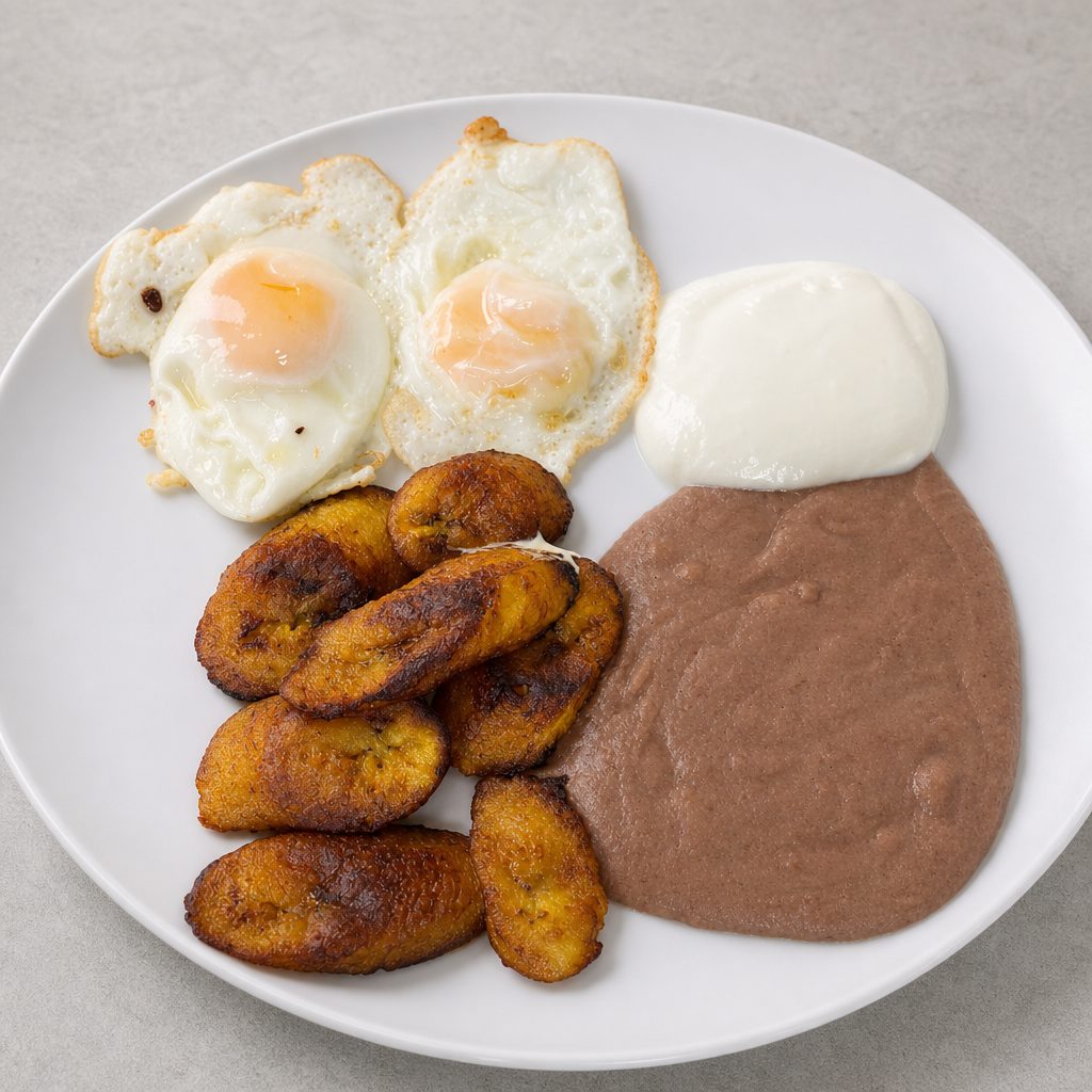 Plátano Con Huevo Estrellado.