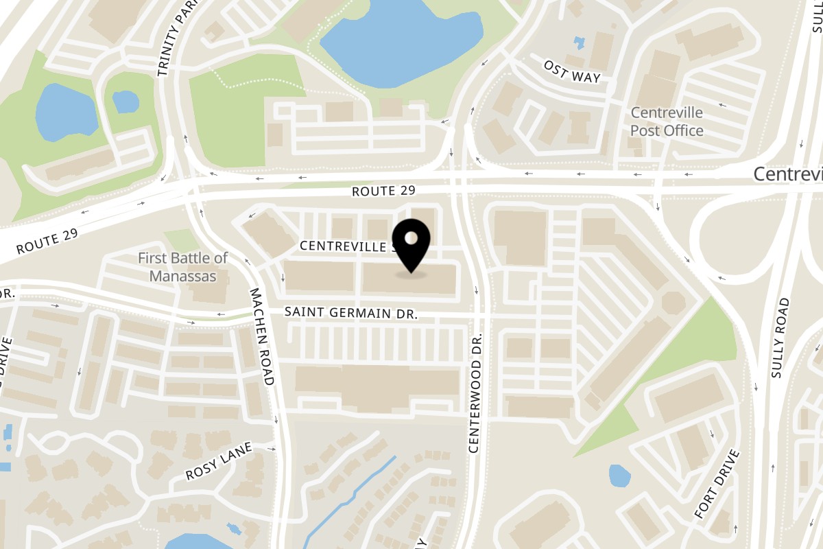 Map showing the location of Manna Bistro on 14215 Centreville Square in Centreville